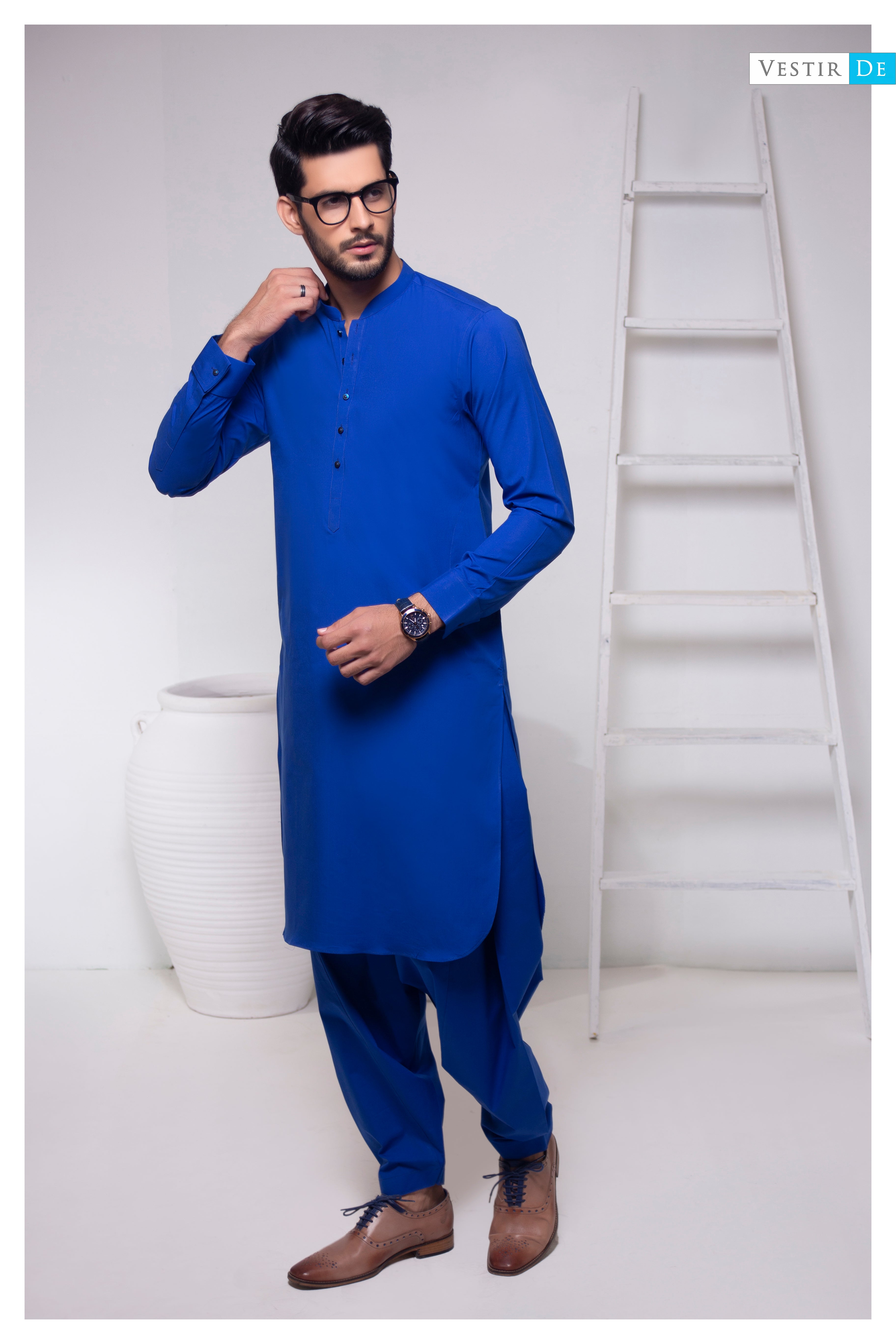 Latis Blue Kameez Shalwar