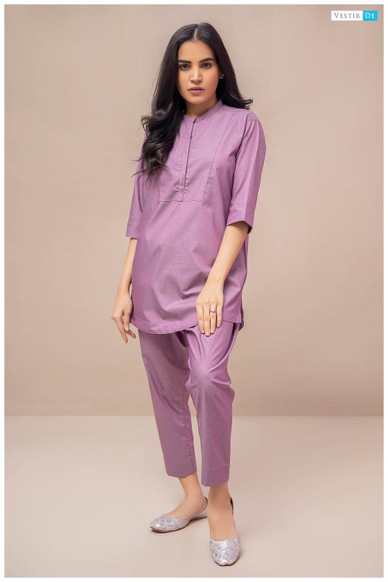 Purple Egyptian Cotton Kurti With Shalwar