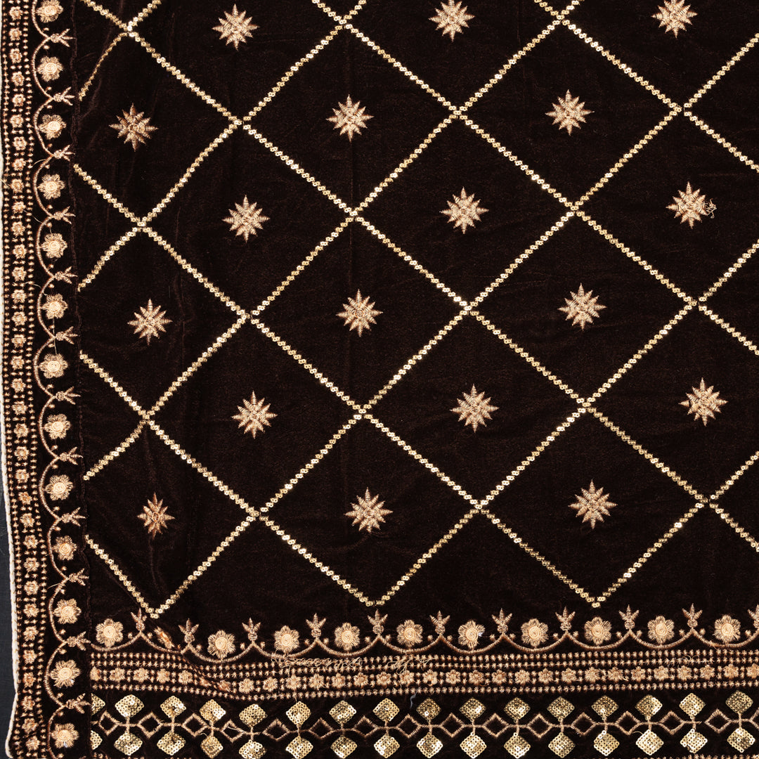 Choco Lux Velvet Embroidery Shawl