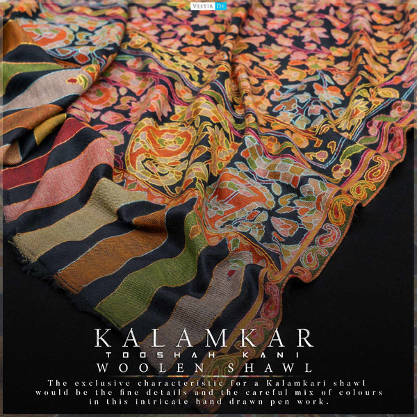 Kalamkar Tooshah Kani Woolen Shawl