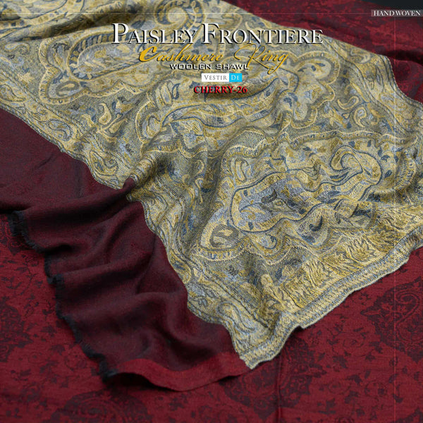Paisley Frontiere Cashmere Ring Woolen Shawl - 26