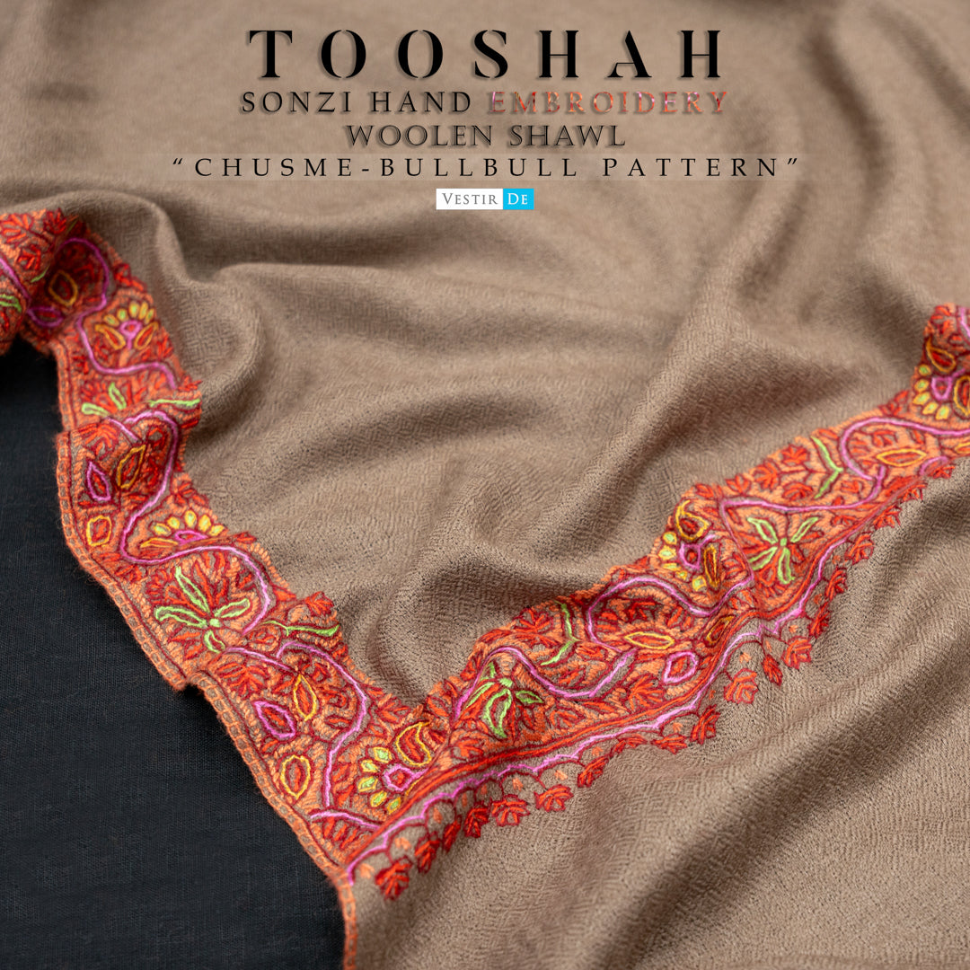Tooshah Sonzi Hand Embroidery Woolen Shawl