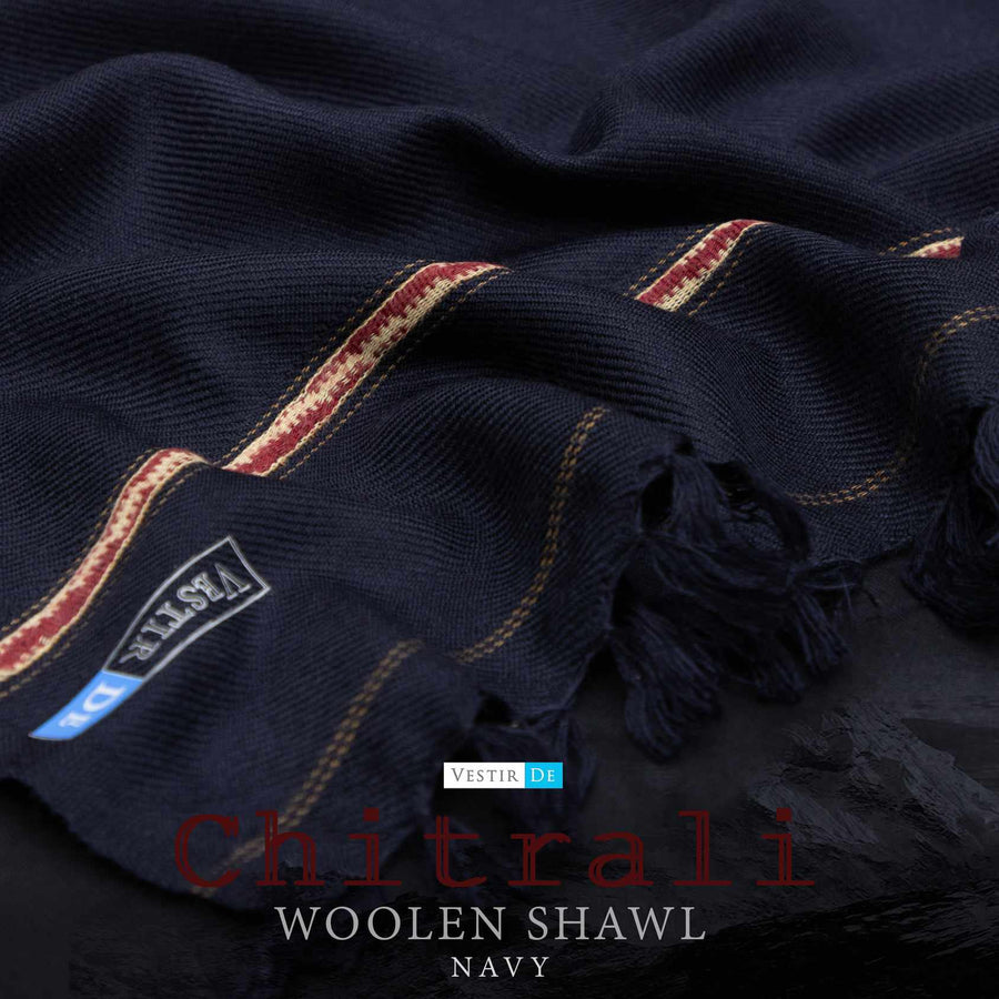 Chitrali Woolen Shawl Navy 2025