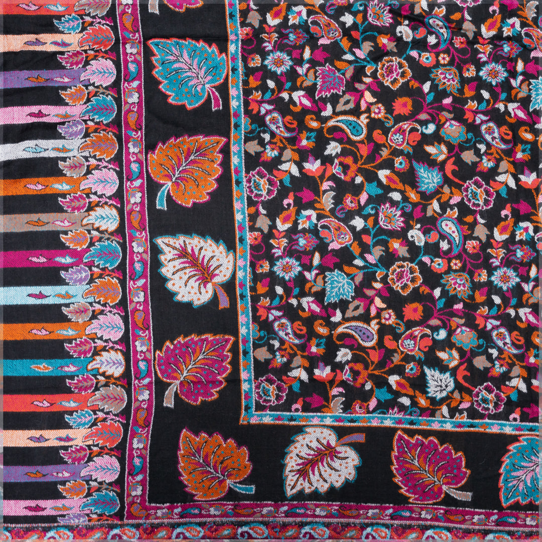 Black Multi Color Kani Pashmina Woolen Shawl -24