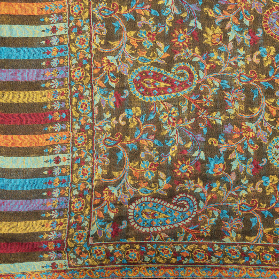 Gold Multi Color Kani Pashmina Woolen Shawl -24