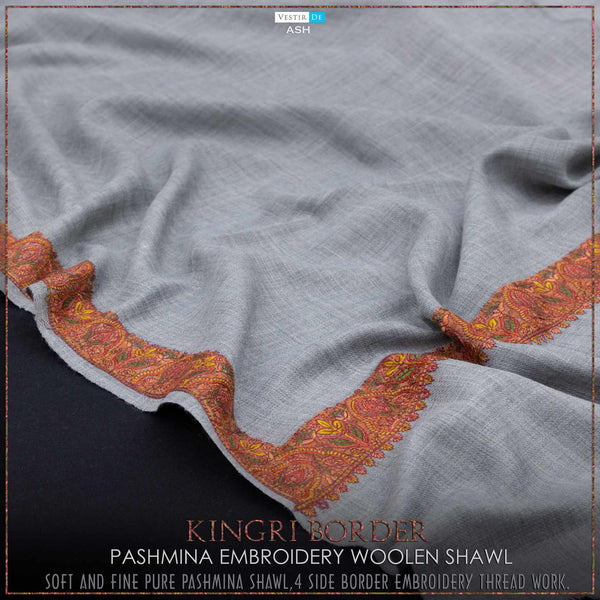 Kingri Border Pashmina Embroidery Woolen Shawl