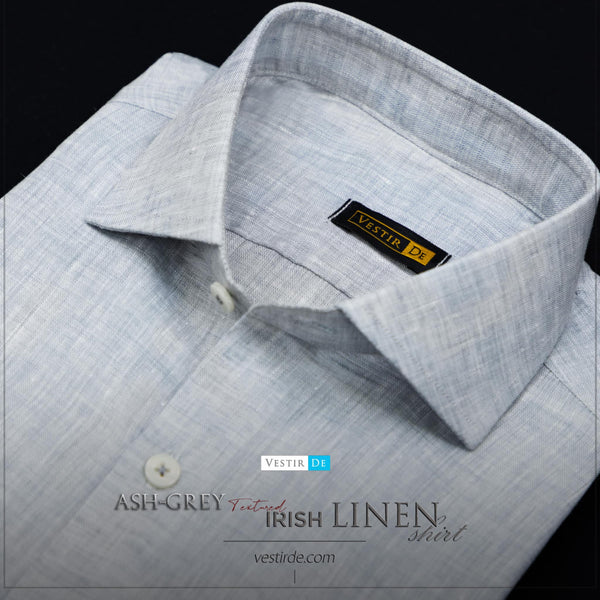 Ash-Grey Textured Irish Linen Shirt