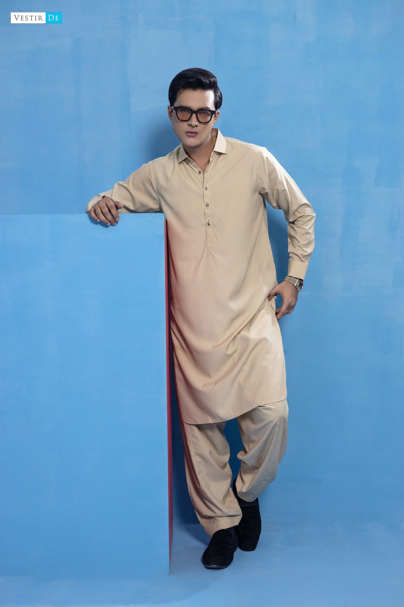 SKC 23-03  Beige Shirt Collor Shalwar Kameez