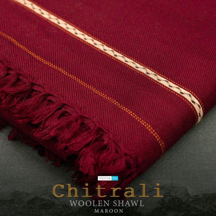 Best Maroon Chitrali Woolen Shawl in Pakistan