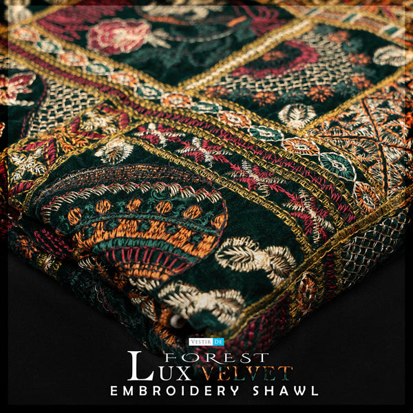 Best Quality Lux Velvet Embroidery Shawl | Vestir De
