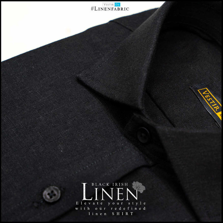 Black Irish Linen Shirt for men