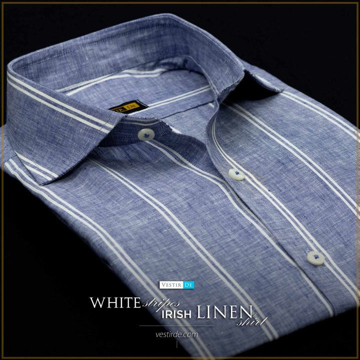 Buy Men’s White Stripes Irish Linen Dress Shirt