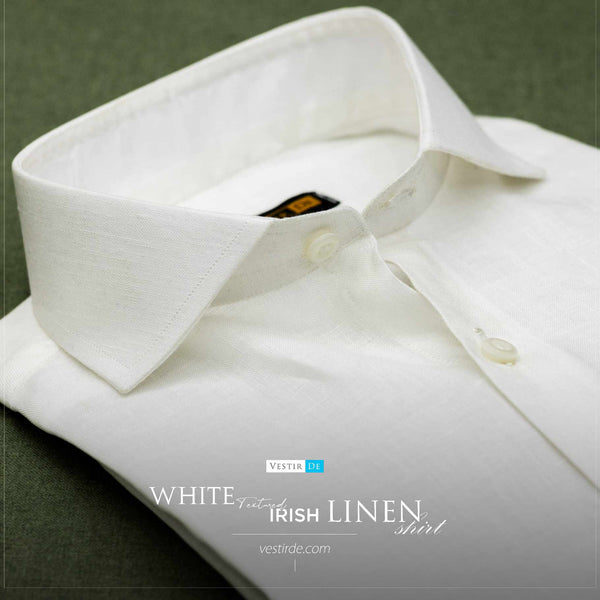 Buy Men’s White Textured Irish Linen Shirt – VESTIR DE
