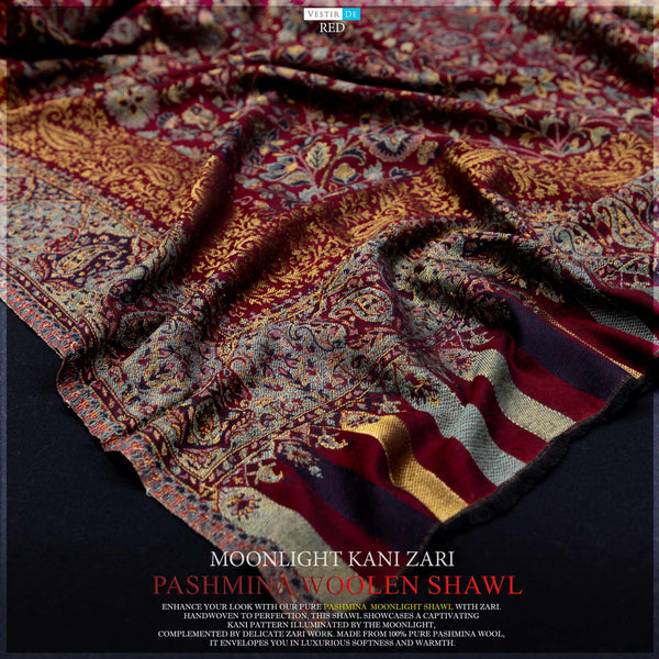 Buy Moon Light Kani Zari Pashmina Woolen Shawl