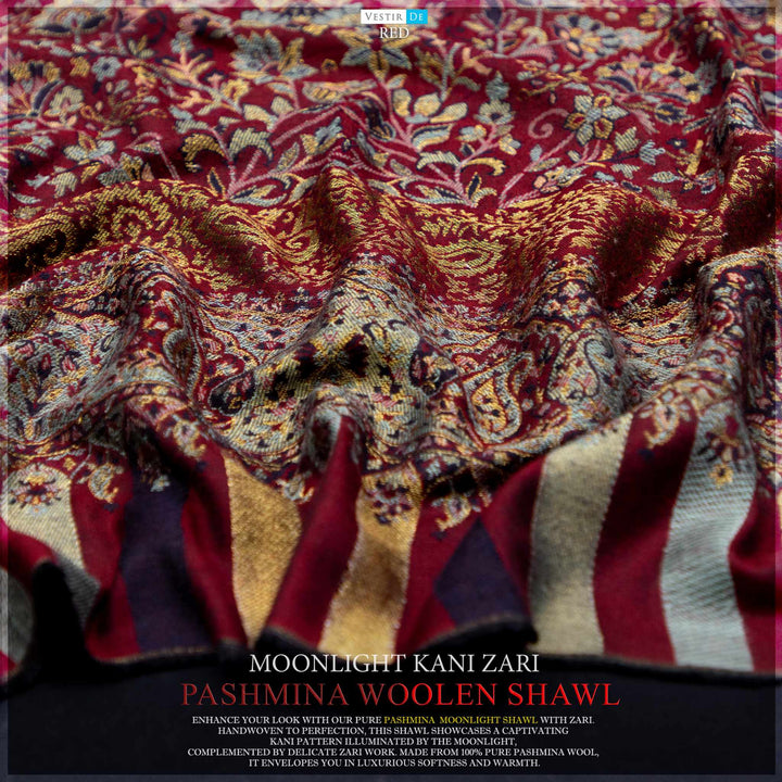 Buy Moon Light Kani Zari Pashmina Woolen Shawl online