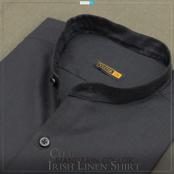 Coal Mandarin Collor Irish Linen Shirt