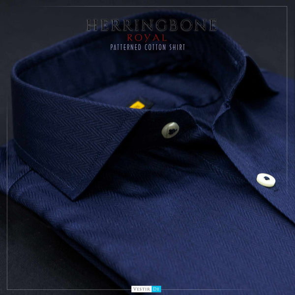 Men Royal Herringbone Pattern Cotton Dress Shirt – VESTIR DE