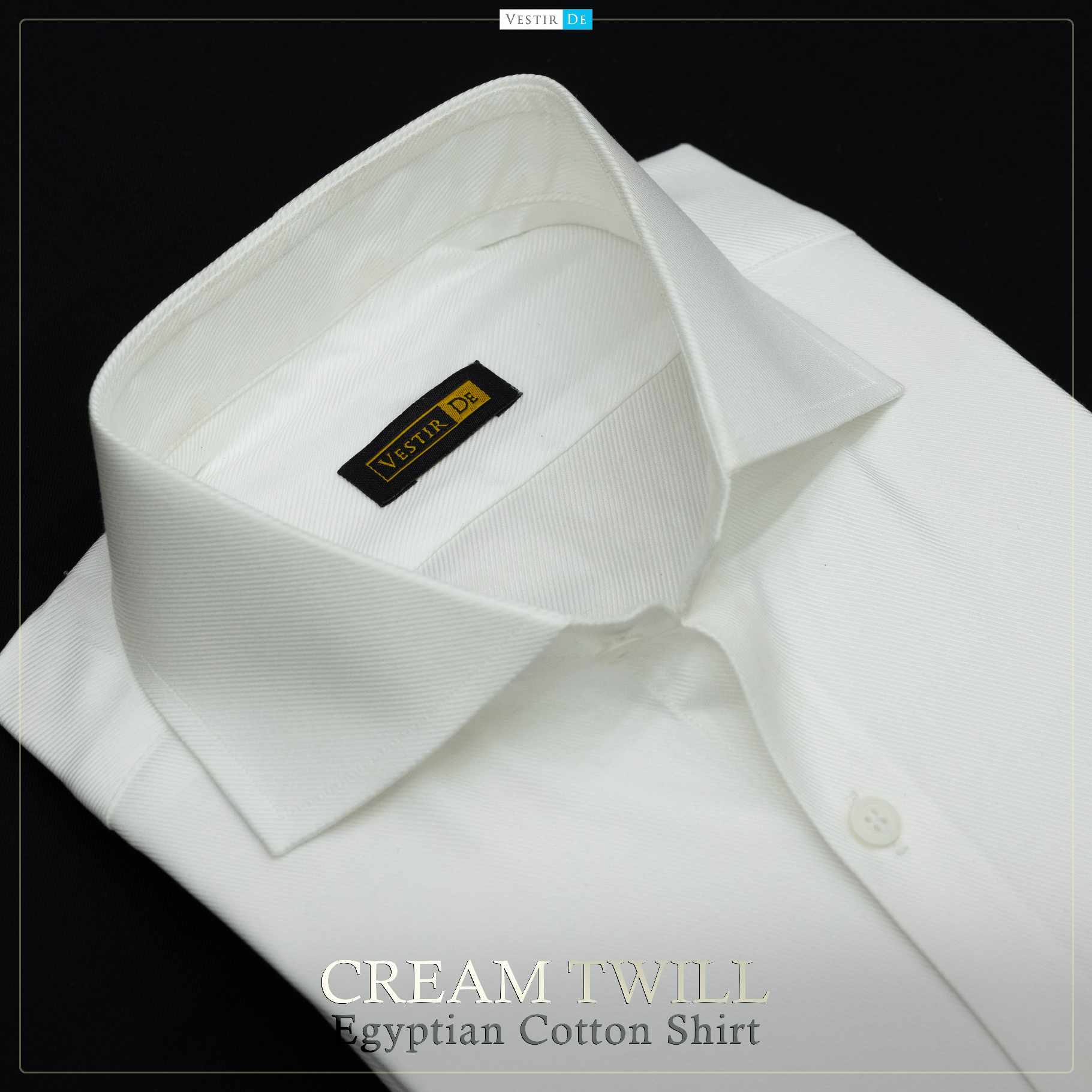 Men`s Cream Twill Egyptian Cotton Dress Shirt – Vestir De