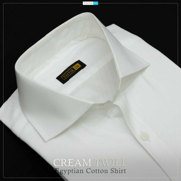 Men`s Cream Twill Egyptian Cotton Dress Shirt – VESTIR DE