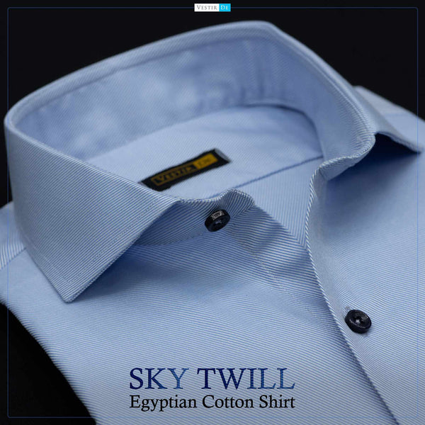 Men’s Sky Twill Egyptian Cotton Dress Shirt – VESTIR DE