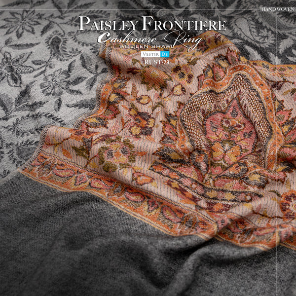 Paisley Frontiere Cashmere Ring Woolen Shawl - 23