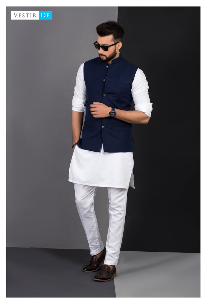 Royal Blue White Shalwar Kameez Blue Waistcoat Royal Blue Waistcoat
