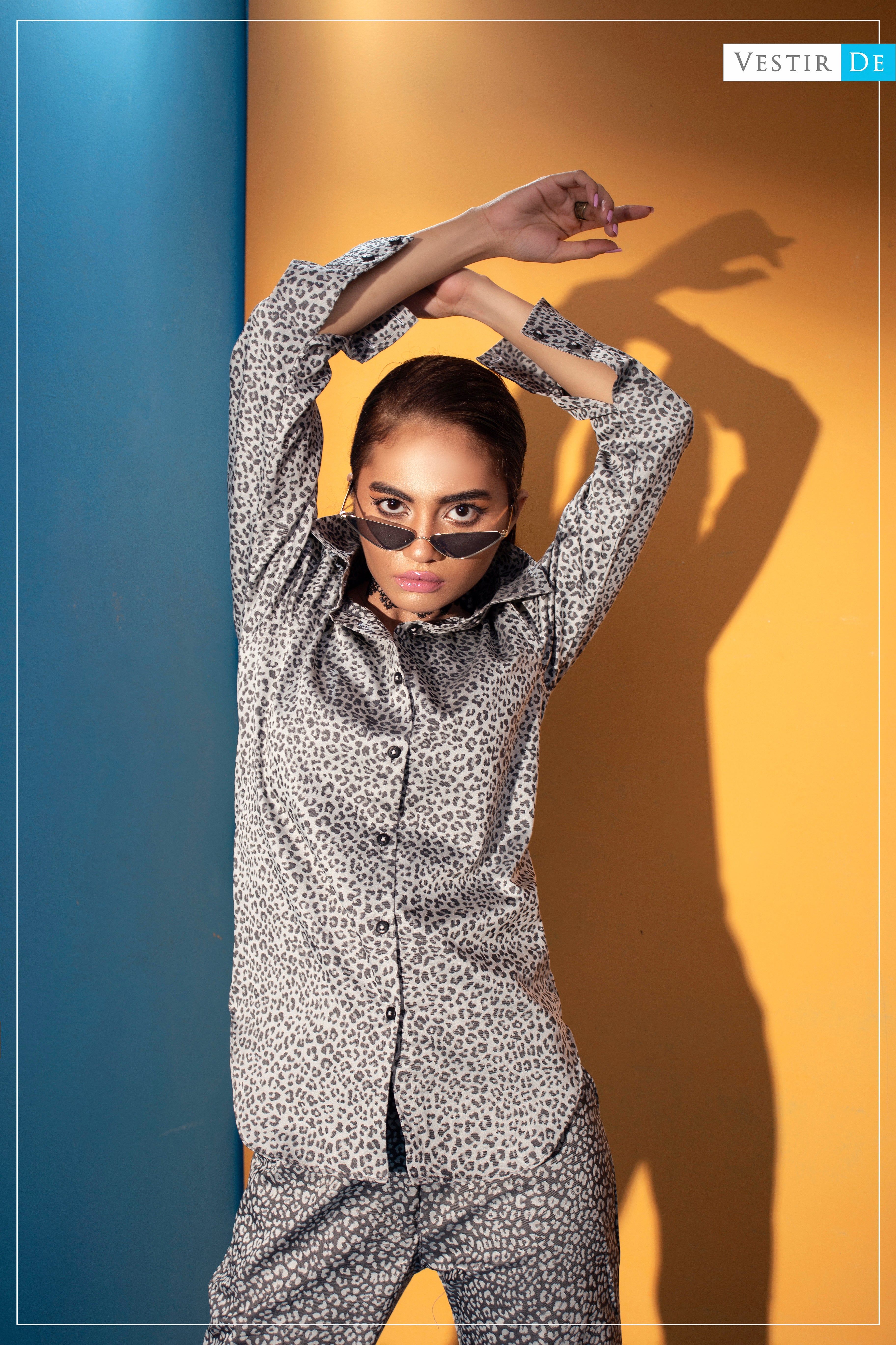 Silver Leopard Printed Shirt & Pant