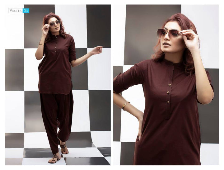 Dark Red Kurti With Shalwar - Vestir De