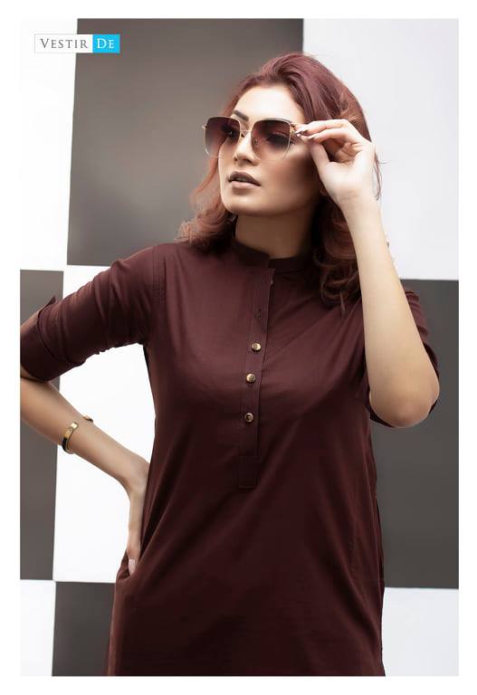 Dark Red Kurti With Shalwar - Vestir De