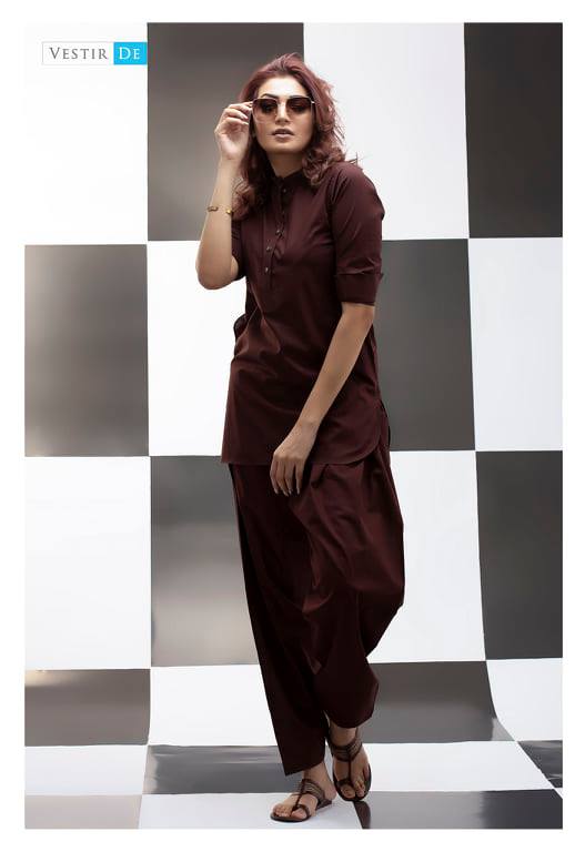 Dark Red Kurti With Shalwar - Vestir De