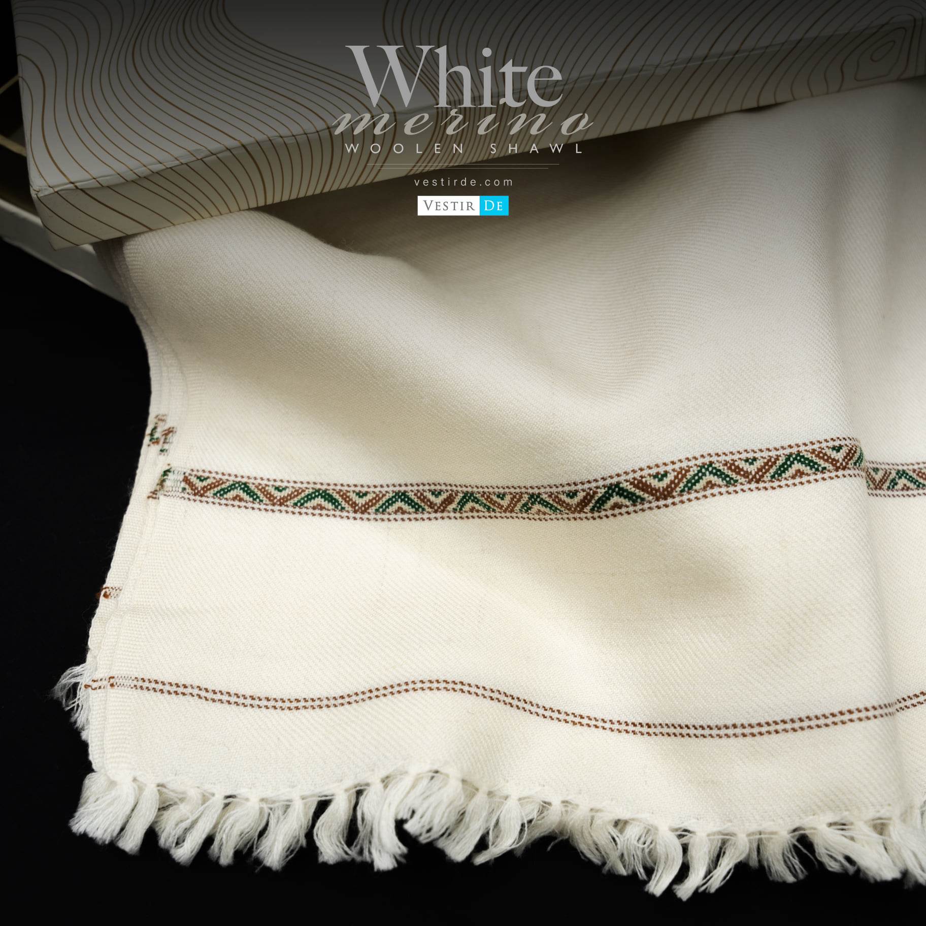 White Merino Woolen Shawl