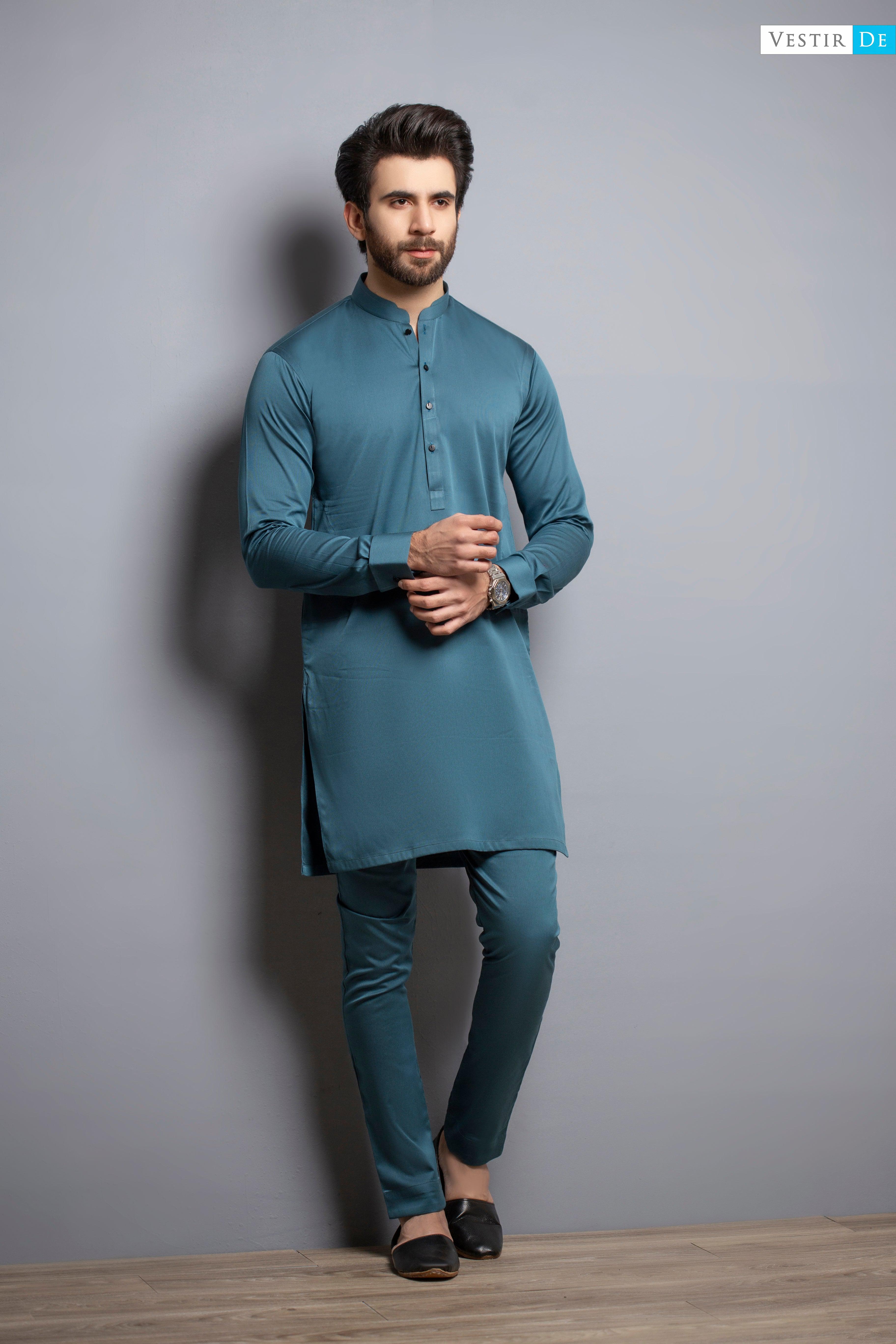 Teal Kurta Trouser - Vestir De