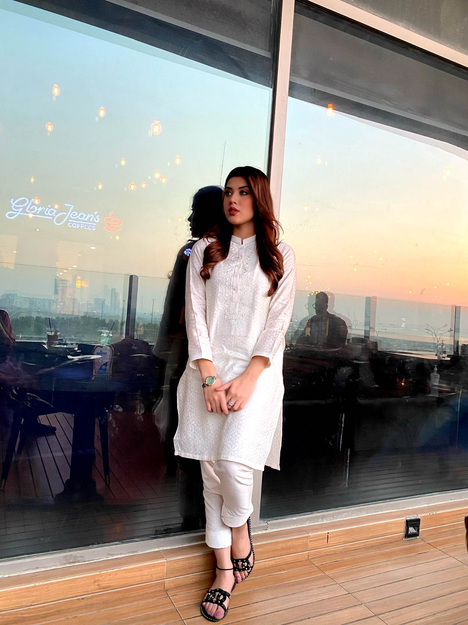 Aimen White Embriodery Kurta With Trouser