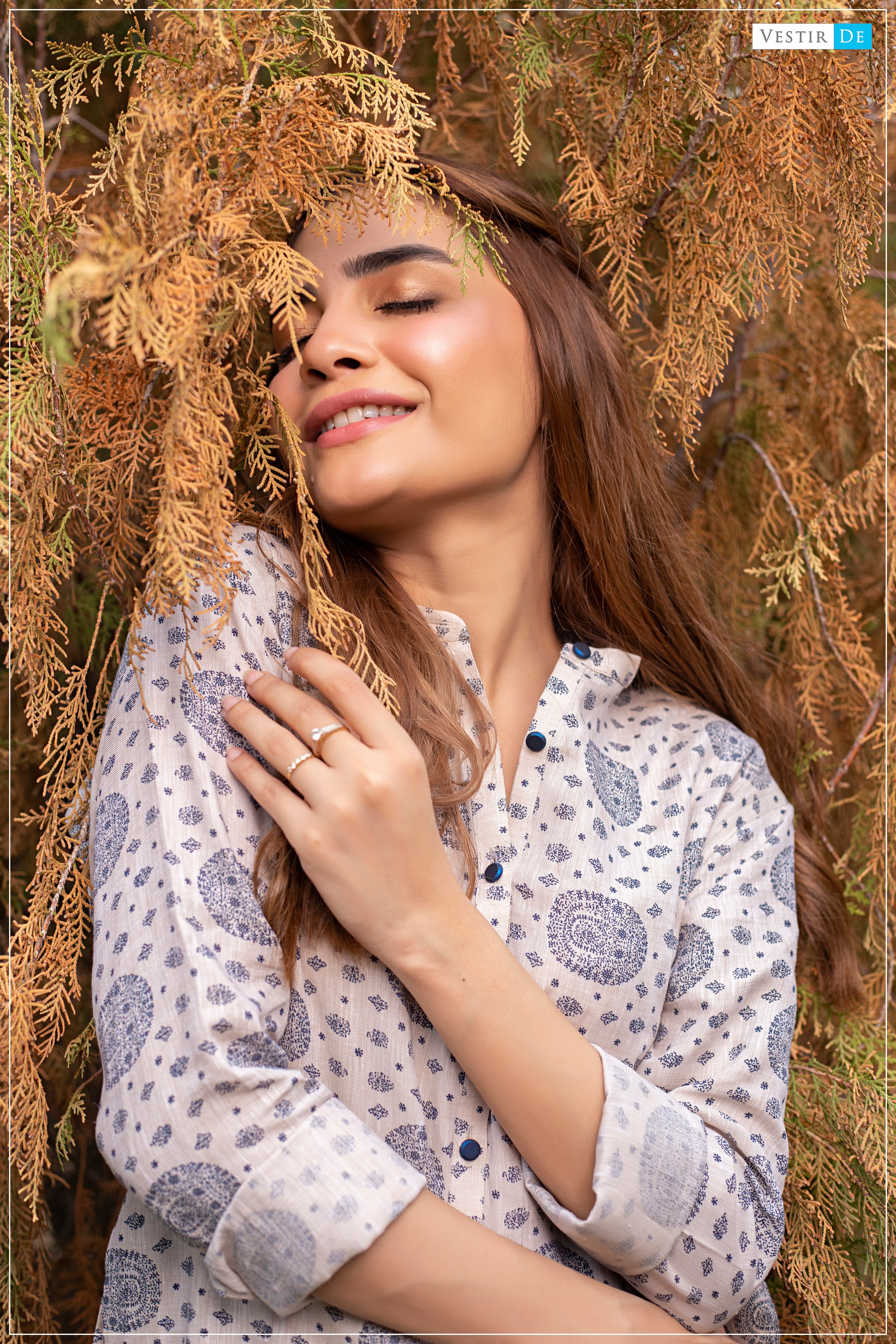 Beige Printed Linen Shalwar Kameez