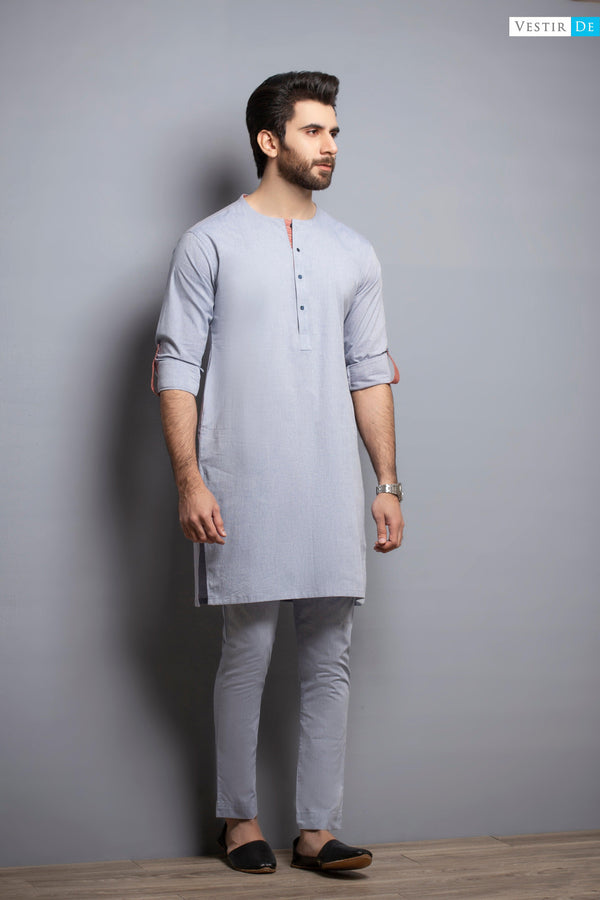 Denim Chambray Kurta Trouser - Vestir De