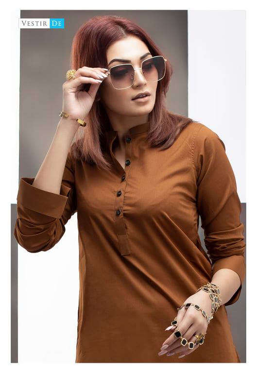 Mustard Orange Kurti With Shalwar - Vestir De