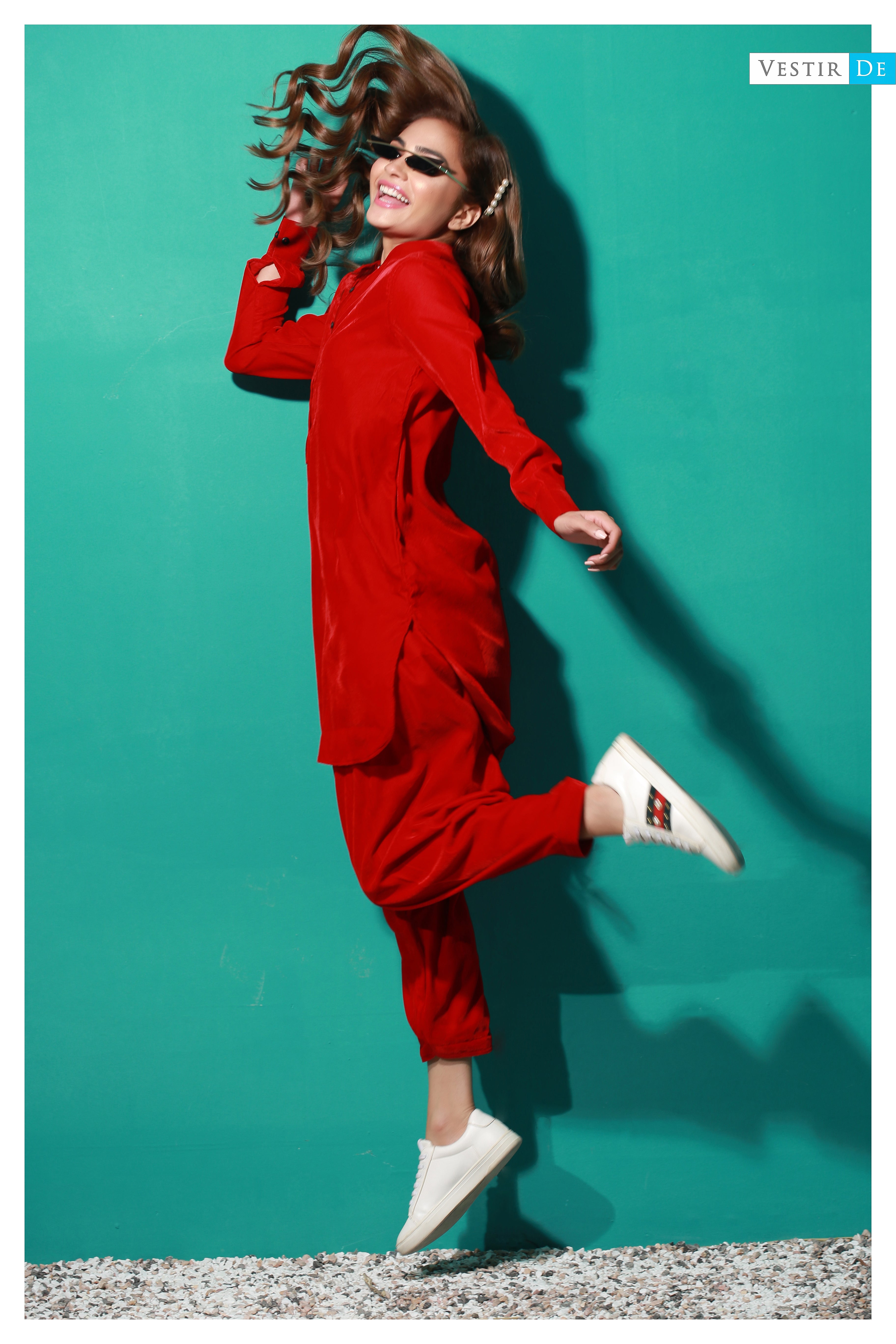 Candy Red Velvet Ban Collor Shalwar Kameez