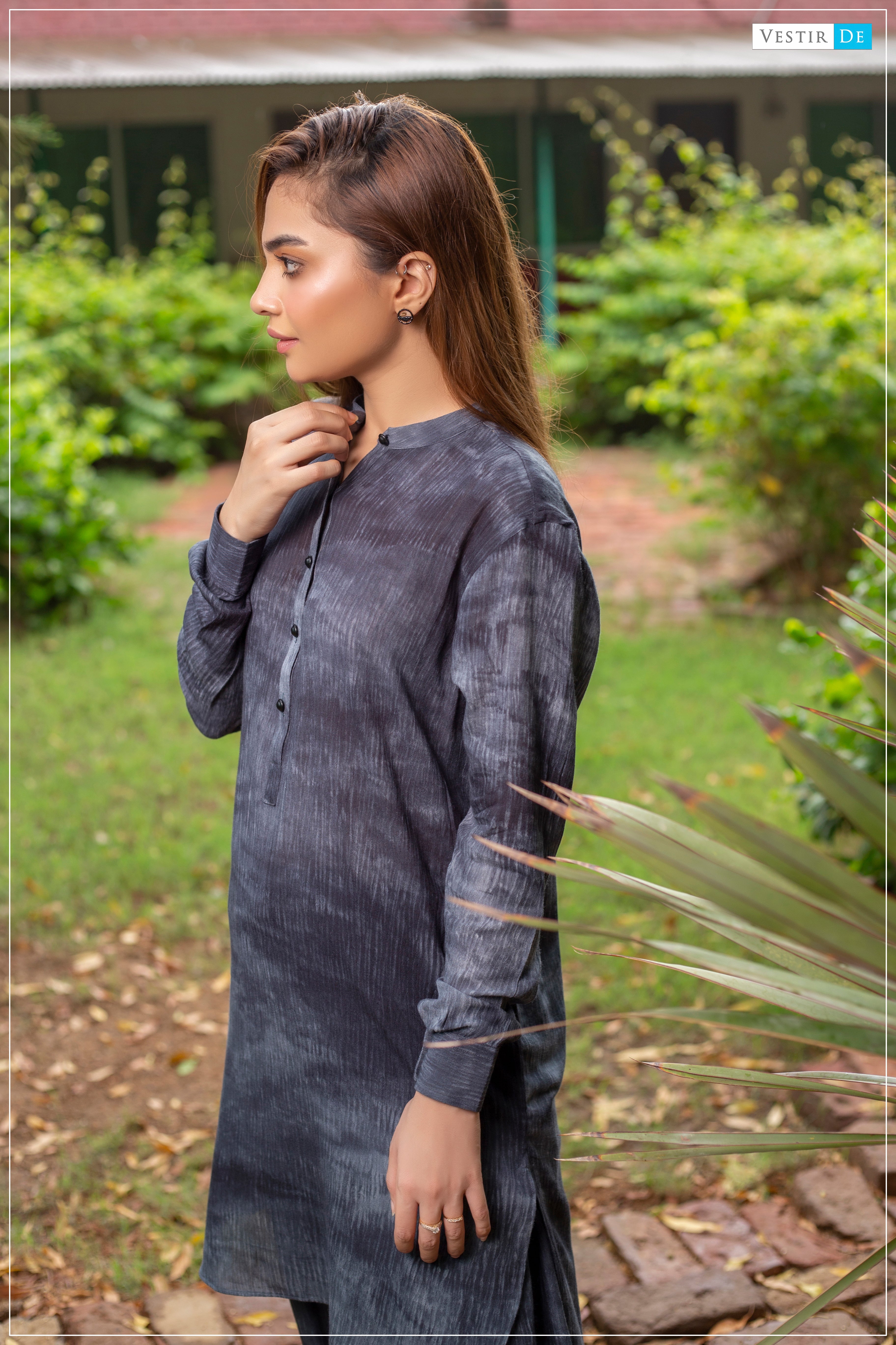 Black & Grey Tie & Dye Shalwar Kameez