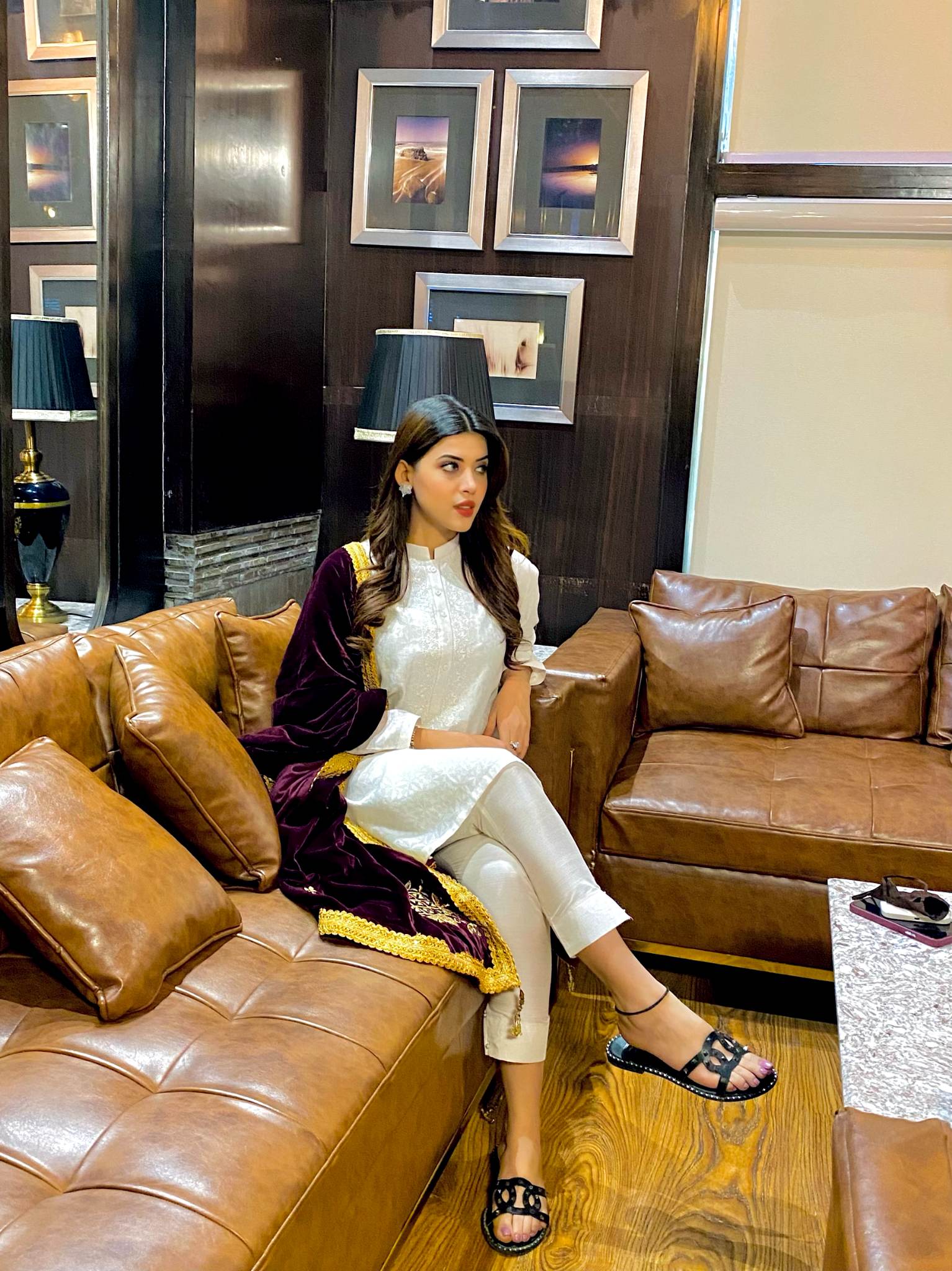 Aimen White Embriodery Kurta With Trouser