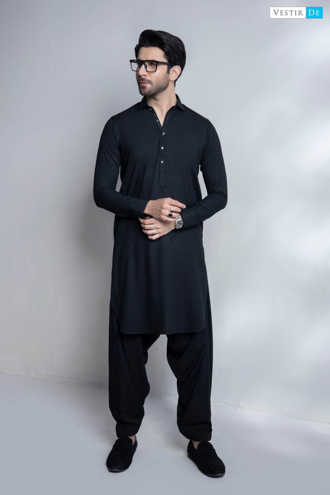 Black Shirt Collor Shalwar Kameez