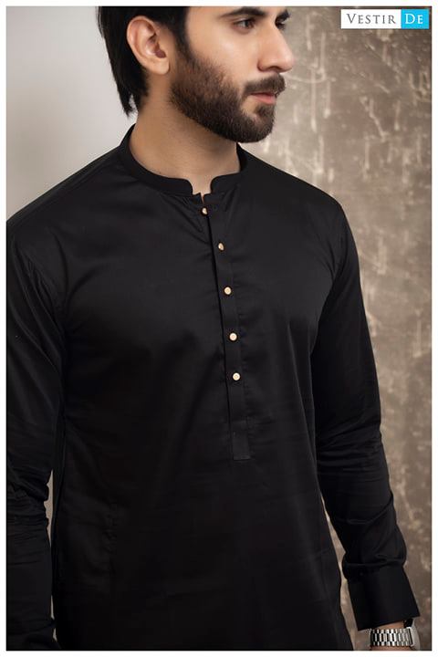 Black Kurta Trouser With Golden Buttons - Vestir De