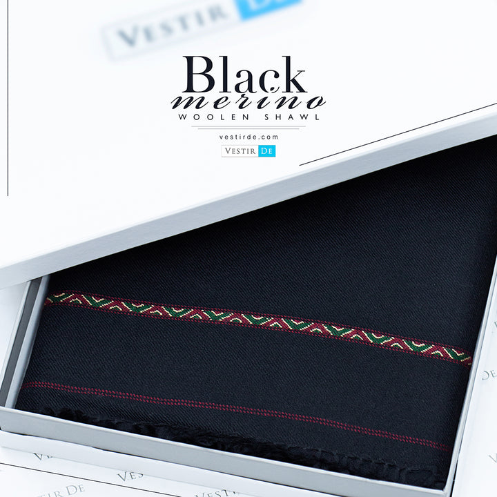 Black Merino Woolen Shawl 