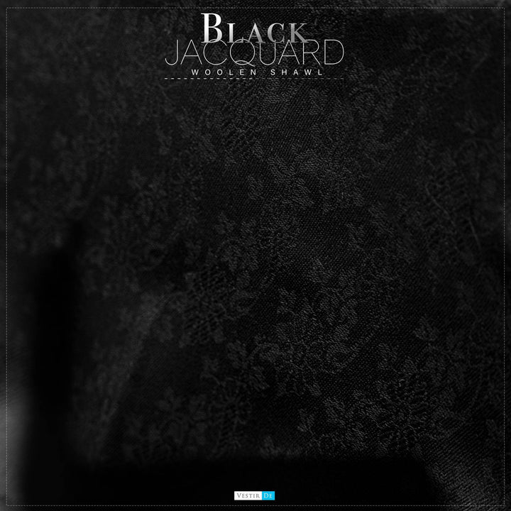 Buy Black Jacquard Woolen Shawl Online | Vestir De