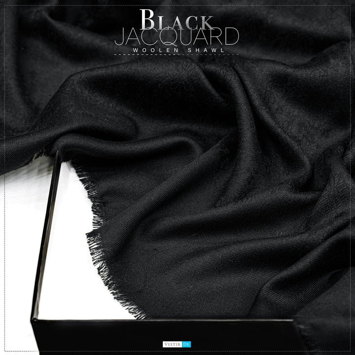 Buy Black Jacquard Woolen Shawl Online in pakistan