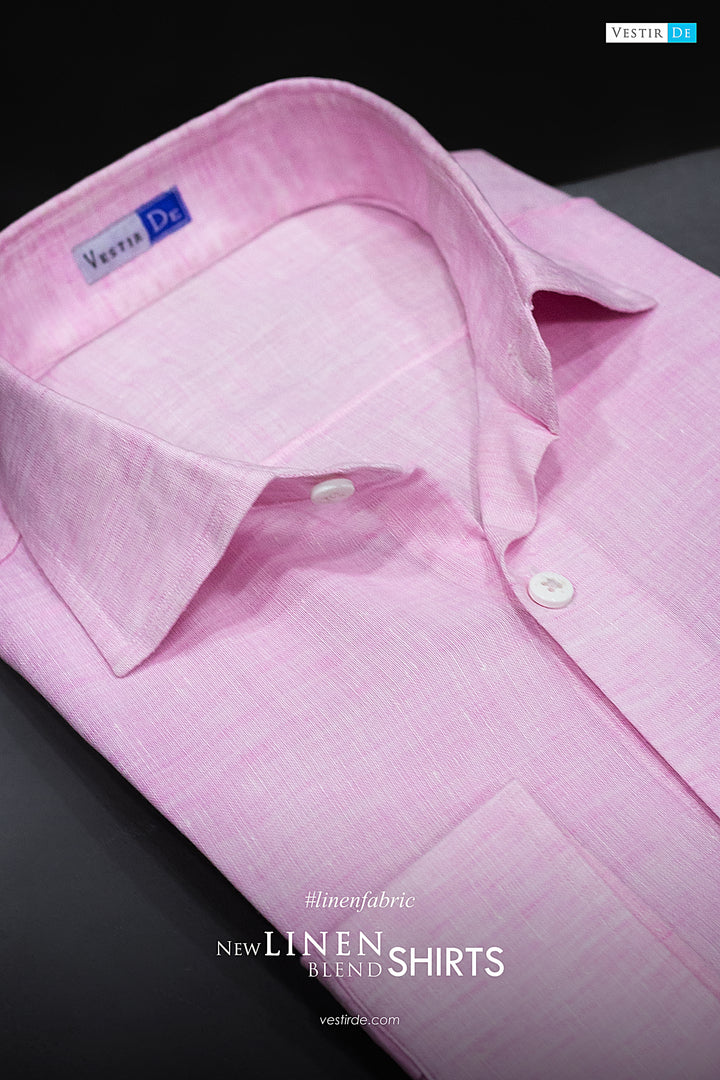 Buy Men’s Pink Linen Blend Shirt at Best Price – VESTIR DE