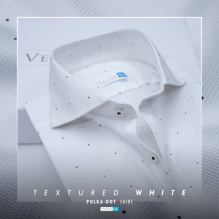 Buy Men’s White Textured Polka Dot Shirt – VESTIR DE