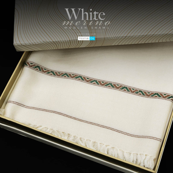 Buy White Merino Woolen Shawl at Best Prices | Vestir De