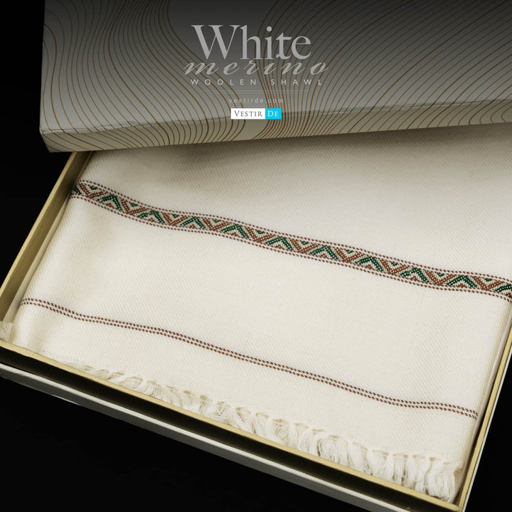 Buy White Merino Woolen Shawl at Best Prices | Vestir De