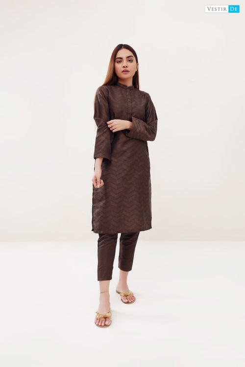 03 Choco Zigzag Kurta With Trosuer