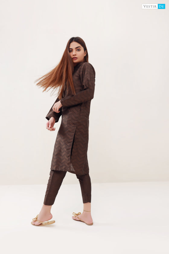 03 Choco Zigzag Kurta With Trosuer